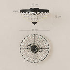 Crystal Chandelier Ceiling Light with 168 Octagonal Beads, Vintage 2-Light Flush Mount Ceiling Light for Living Room, Bedroom, Hallway, Dining Room, Black