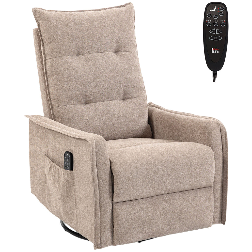 HOMCOM Recliner Armchair, Chenille Recliner Chair with Massage and Heat, 360° Swivel Rocking Manual Recliner, Brown