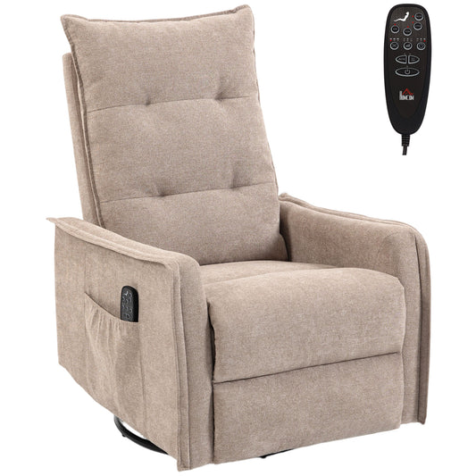 Recliner Armchair, Chenille Recliner Chair with Massage and Heat, 360° Swivel Rocking Manual Recliner, Brown