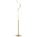 LED Floor Lamp with 3 Adjustable Brightness, Modern Dimmable Standing Lamp with Foot Switch for Bedroom, Living Room, Gold Tone