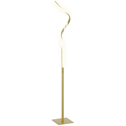 LED Floor Lamp with 3 Adjustable Brightness, Modern Dimmable Standing Lamp with Foot Switch for Bedroom, Living Room, Gold Tone