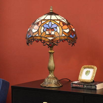 Tiffany Lamp, Stained Glass Table Lamp, Handcrafted Artisan Collectible, Suitable for Living Room and Bedside, Multi-Coloured, ?25 x 45Hcm, Zinc Alloy.