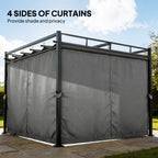 Outsunny 3 x 3 m Pergola with Retractable Roof Canopy and Curtains, UPF30+ Metal Frame Garden Pergola Gazebo Sun Shade, Dark Grey