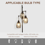 3-Light Floor Lamp, 170cm Industrial Dimmable Standing Lamp with Steel Wire Cage Lampshades for Living Room, Bedroom, Dining Room, Study, Bulb Not Included, Black