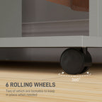 Open Wardrobe Double Mobile Storage Shelves Organizer W/6 Wheels-Grey