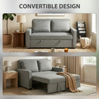 HOMCOM Double Sofa Bed Click Clack Sofa Bed Pull Out Bed with Adjustable Backrest for Living Room and Bedroom Grey