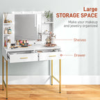 HOMCOM Dressing Table Set, with Storage and Stool - White