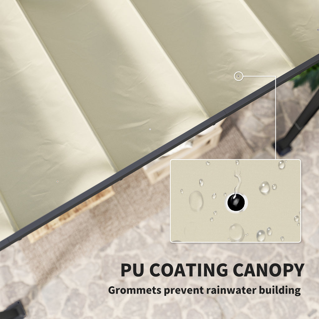 Outsunny 3 x 4m Aluminium Pergola, with Retractable Roof - Grey/Khaki