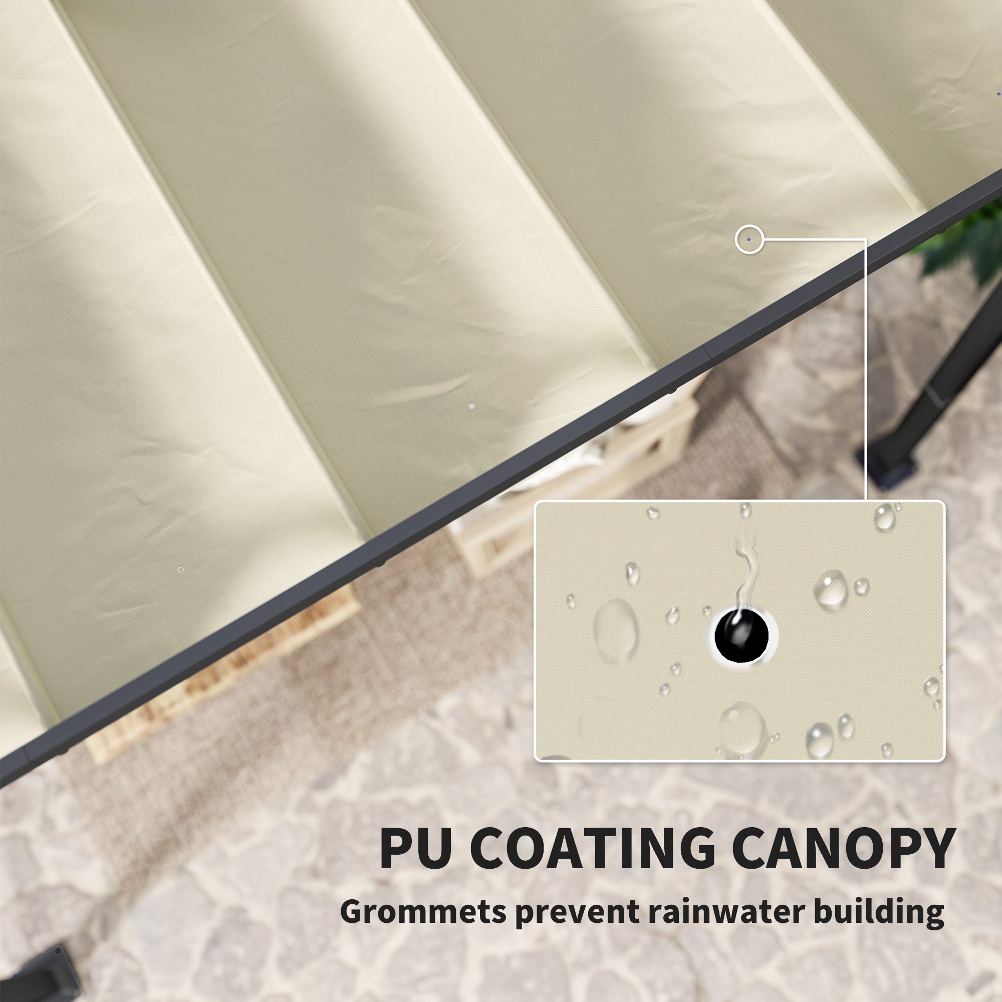 Outsunny 3 x 4m Aluminium Pergola, with Retractable Roof - Grey/Khaki