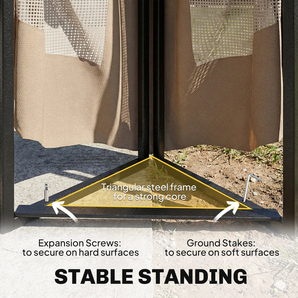 Outsunny 3 x 3.6 m Outdoor Garden Gazebo with Post Shelves, UPF50+ Patio Permanent Pavilion with Hook, Khaki