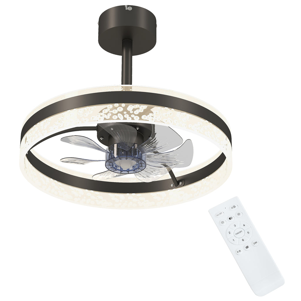 Ceiling Fan with LED Light and Remote - Black