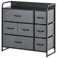 HOMCOM Chest of Drawers with 7 Foldable Drawers, 3-Tier Fabric Bedroom Dresser, Clothes Storage Unit for Bedroom, Living Room, Grey