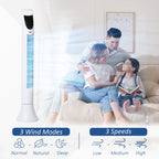 36" Freestanding Tower Fan, Pedestal Fan with 3 Speed 3 Mode, 7.5h Timer, 70 Degree Oscillation, LCD Panel, 5M Remote Controller, White