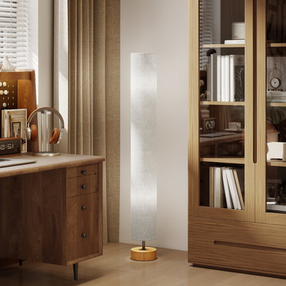 LED Floor Lamp for Living Room, 120cm Modern Standing Lamp with 3000K/4500K/6500K Colour Temperatures, Linen Shade and Wooden Base, Grey