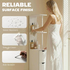 HOMCOM Slim Bathroom Storage Cabinet with Drawers, Tall Bathroom Cupboard with 2-Tier Shelf, White