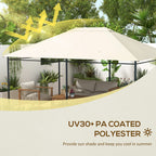 Outsunny 3 x 4m Gazebo Canopy Replacement Cover, Gazebo Roof Replacement (TOP COVER ONLY), Cream White