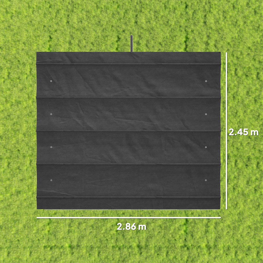 Outsunny Pergola Cover Roof, 2.86 x 2.45 m Retractable Sun Shade Top for 3 x 2m Pergola Frame, UV30+ Protected, Dark Grey