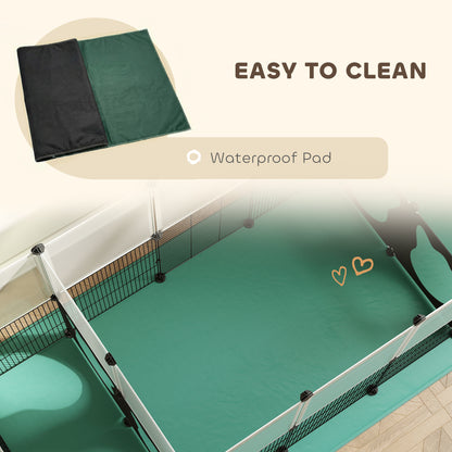 PawHut Pet Playpen with Waterproof Mat, DIY Small Animal Enclosure 34 Panels, Indoor/Outdoor Metal Pet Fence for Guinea Pigs