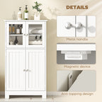 kleankin Bathroom Floor Cabinet, Freestanding Kitchen Cupboard with 2 Drawers, Adjustable Shelves and Tempered Glass Door, Wooden  Storage Unit for Living Room Kitchen Hallway