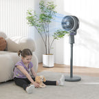 Pedestal Air Circulation Fan with Oscillating, Light Off, Grey