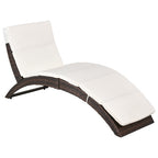 Outsunny Folding Sun Lounger, PE Rattan Garden Lounger Chair with Soft Padded Cushion, Ergonomic Curved Design Sun Bed for Balcony, Garden, Brown