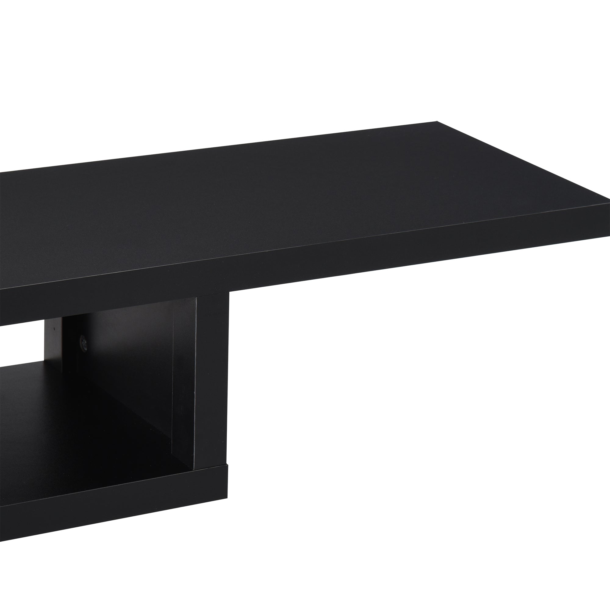 Floating TV Unit, Wall Mounted TV Stand with Open Shelf and 2 Cable Holes, Entertainment Unit for Living Room, Black