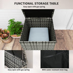 Outsunny 6 Pieces Rattan Garden Furniture Set, 7 Seater Wicker Outdoor Furniture Set with Storage Tea Table & Side Table, Sectional Garden Sofa Set with Cushions, Grey