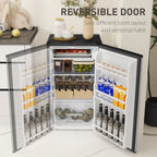 Under Counter Fridge, 91L Small Fridge with Chiller Box, Removable Shelf, Reversible Door, Adjustable Legs, Mini Refrigerator,  Silver Tone