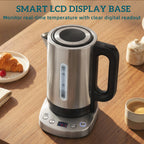 Electric Kettle, 1.7L, Fast Boil, 3kW Water Kettle with UK Strix Thermostat, Keep Warm Function, LCD Base, Silver Tone