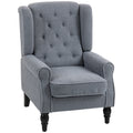 HOMCOM Wingback Accent Chair, Retro Upholstered Button Tufted Occasional Chair for Living Room and Bedroom, Grey