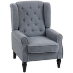 HOMCOM Wingback Accent Chair, Retro Upholstered Button Tufted Occasional Chair for Living Room and Bedroom, Grey