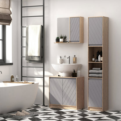 Under Sink Storage Cabinet Floor Standing Cupboard w/ Adjustable Shelf Bathroom Cabinet 2 Doors Versatile Style Grey