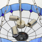 Tiffany Style Ceiling Light, Vintage Chandelier with 3 E27 Sockets, Semi Flush Mount for Living Room, Bulbs Not Included