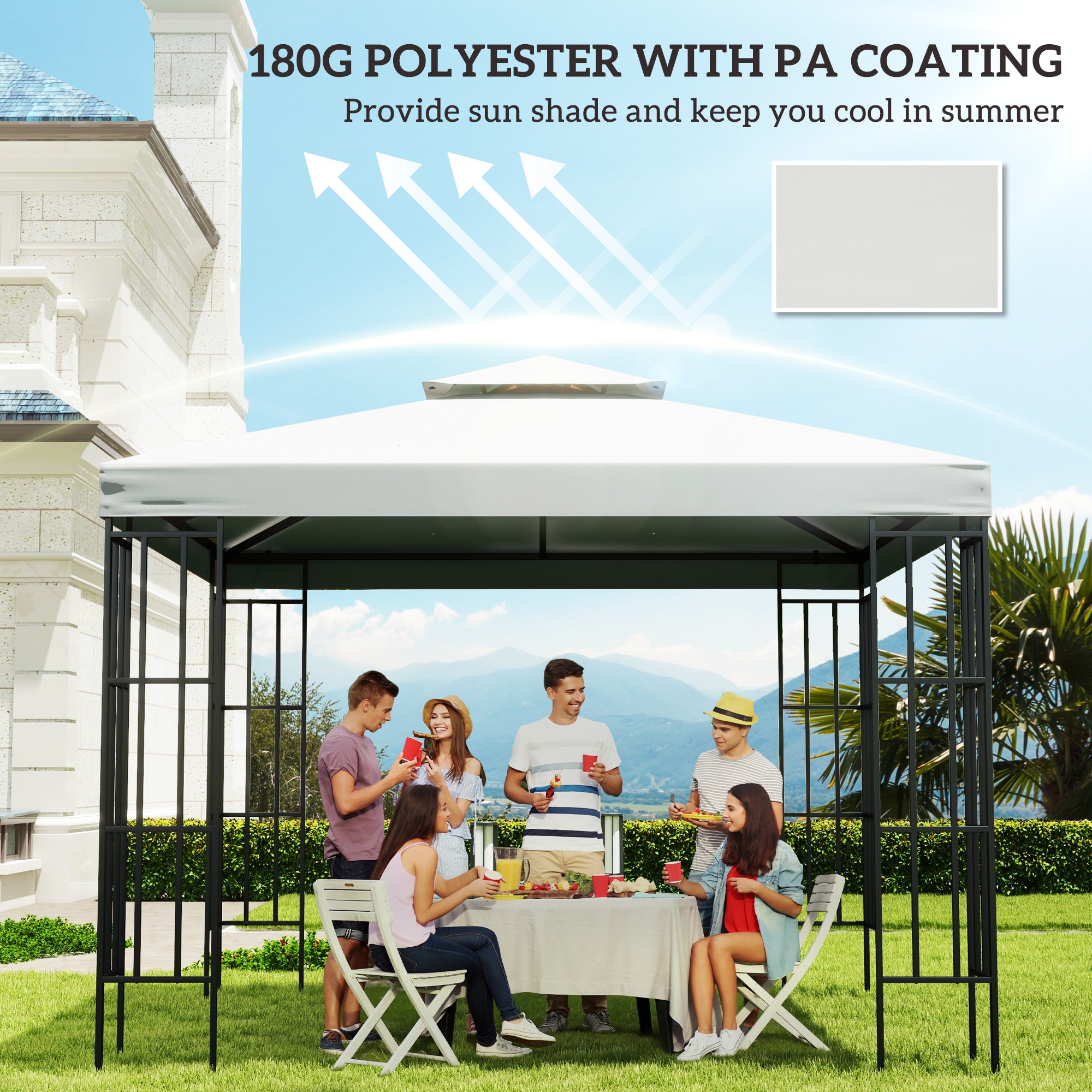 Outsunny 3 x 3 m Replacement Gazebo Canopy - Cream White