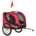 PawHut Steel Dog Bike Trailer Pet Cart Carrier for Bicycle Kit Water Resistant with Hitch Coupler Travel Black and Red