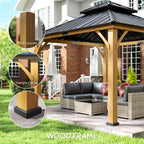 Outsunny 3.5 x 3.5m Outdoor Hardtop Gazebo Canopy with Two-tier Metal Roof, Black