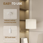 Linen Pendant Light, Bedside Ceiling Lamps with E27 Bulb, Modern Hanging Lights for Living Room, Bedroom, Kitchen, Hallway, White