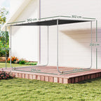 Outsunny 3 x 3(m) Mobile Pergola Kit, Portable Garden Gazebo with Wheels & UV-Resistant Canopy, Dark Grey