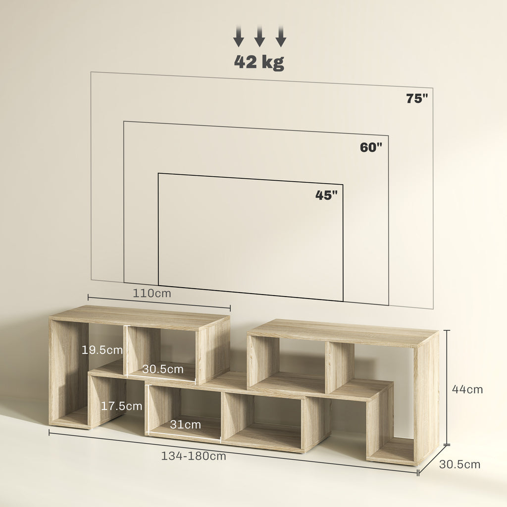 Three-Block Modular TV Stand - Grey Wood-Effect