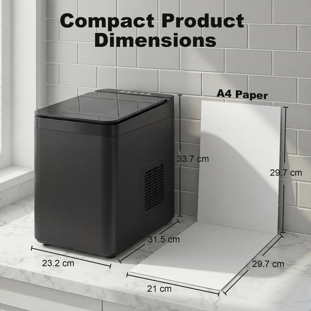 Countertop Ice Maker Machine Self-Cleaning Compact Ice Machine with Ice Scoop and Basket Black