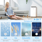 Portable Air Conditioner 12000 BTU BTU, 4-in-1 Air Conditioning Unit, Dehumidifier, Cooling, Fan, Child Lock, 35 m²