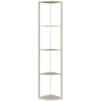 RGB LED Floor Lamp with Shelves, 4-Tier Dimmable Standing Lamp with Remote Control, Oak