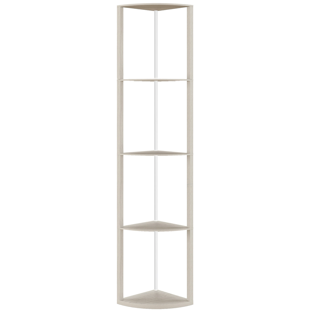 RGB LED Floor Lamp with Shelves, 4-Tier Dimmable Standing Lamp with Remote Control, Oak