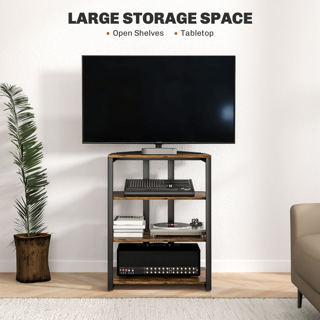 HiFi Stand, with Four Storage Shelves - Rustic Brown