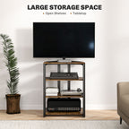 HiFi Stand, with Four Storage Shelves - Rustic Brown
