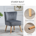 HOMCOM Velvet Accent Chair Occasional Tub Seat Padding Curved Back with Wood Frame Legs Home Furniture for Bedroom Living Room Set of 2 Grey