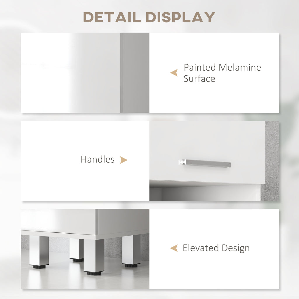 kleankin 71" Tall Slim Bathroom Storage Cabinet, Tall Narrow Cupboard with Drawer, Open Shelves, 2 Doors Cabinets and Adjustable Shelves for Kitchen, Hallway, Living Room, High Gloss White