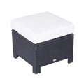 Outsunny Rattan Footstool Wicker Ottoman with Padded Seat Cushion Outdoor Patio Furniture for Garden Poolside Living Room, 50 x 50 x 35 cm, Black