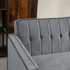 HOMCOM Velvet-Feel Three-Seater Sofa Bed with Wooden Legs, 300 kg - Dark Grey
