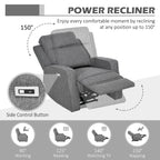 HOMCOM 150° Electric Reclining Chair, with USB port and Footrest - Charcoal Grey